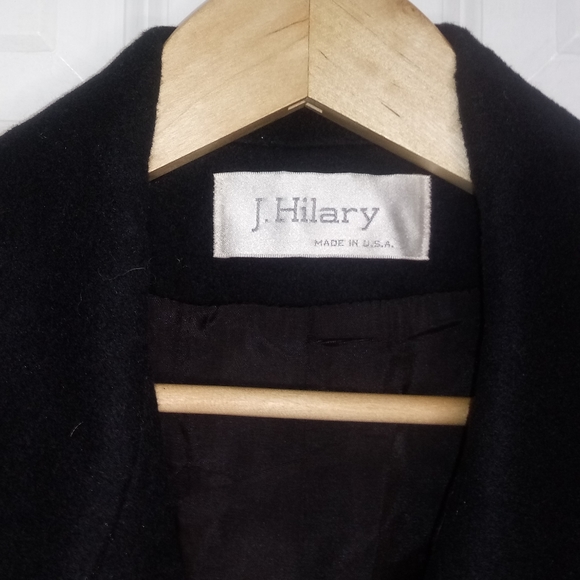 J.Hilary Black Wool Trench Coat Size 14 - Picture 2 of 16